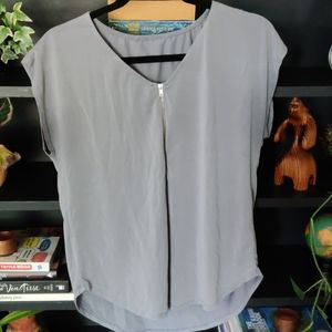 Grey zipper v neck